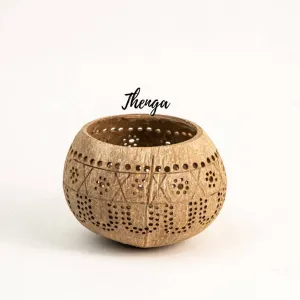 100% Natural Jumbo Hand Carved Coconut Candle Shell Holder Lantern Tealight