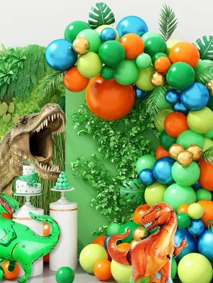 146pcs Dinosaur Theme Party Decor Green Balloon Garland Arch Kit With Dinosaur Foil Ball for Boys Birthday Party Wedding Decorations