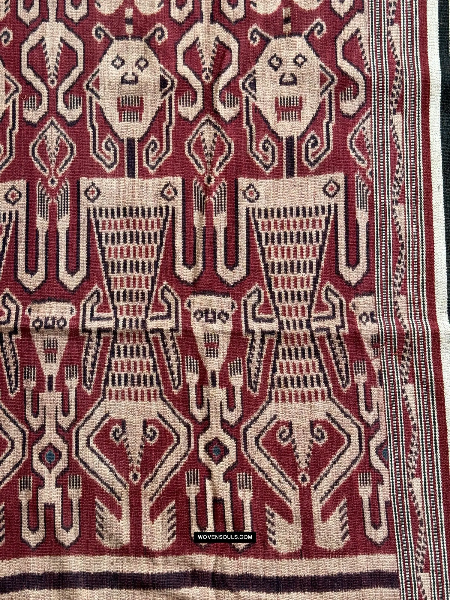 1839 Antique Iban Ceremonial Ikat - Anthropomorphs / Engkaramba