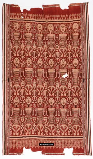 1839 Antique Iban Ceremonial Ikat - Anthropomorphs / Engkaramba