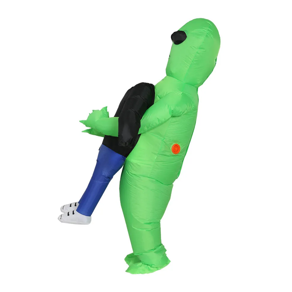 1.95m Green Inflatable Alien Costume, Unisex, USB, Polyester