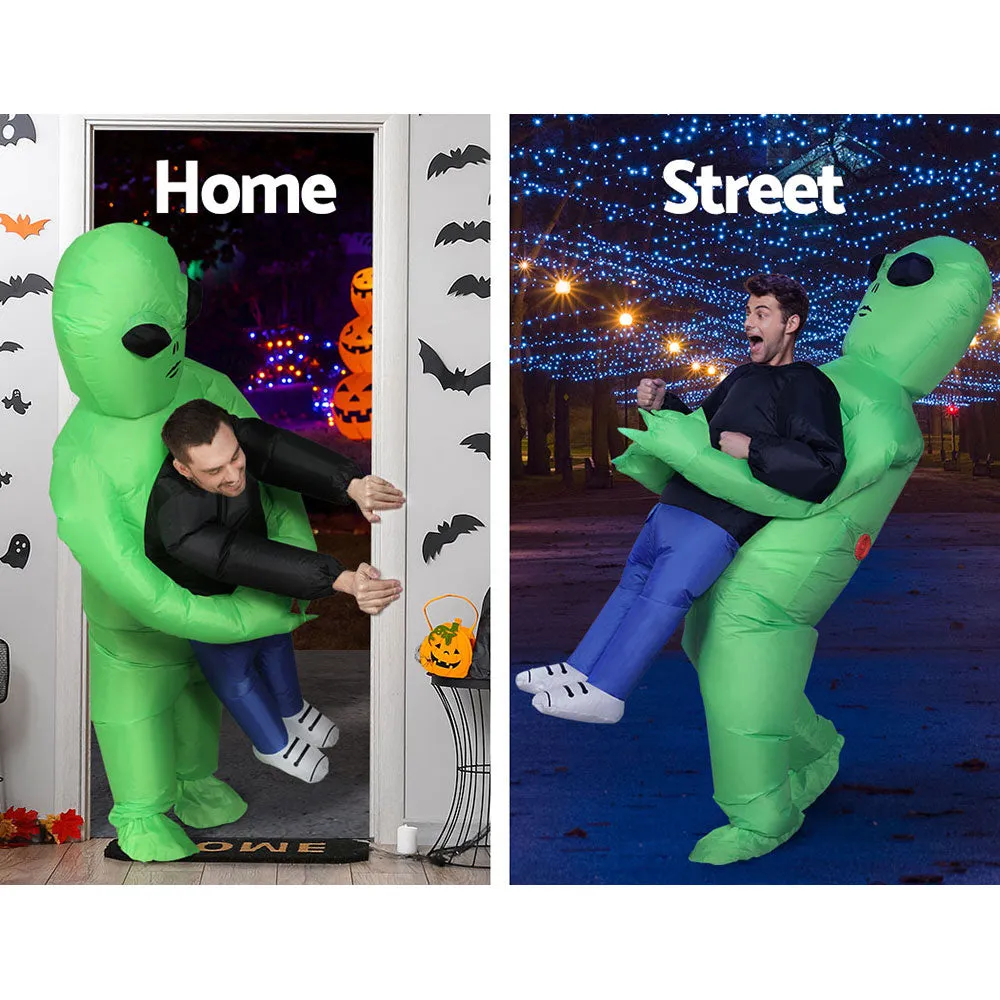 1.95m Green Inflatable Alien Costume, Unisex, USB, Polyester