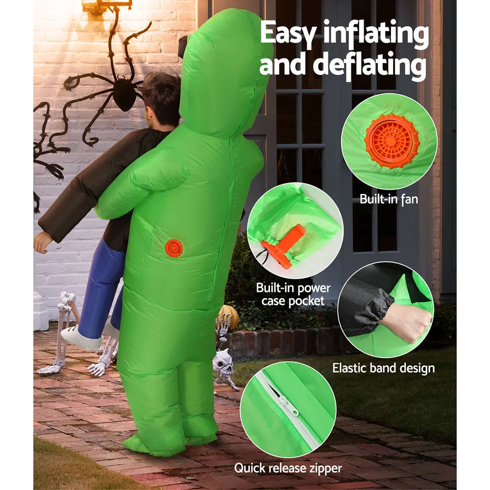 1.95m Green Inflatable Alien Costume, Unisex, USB, Polyester