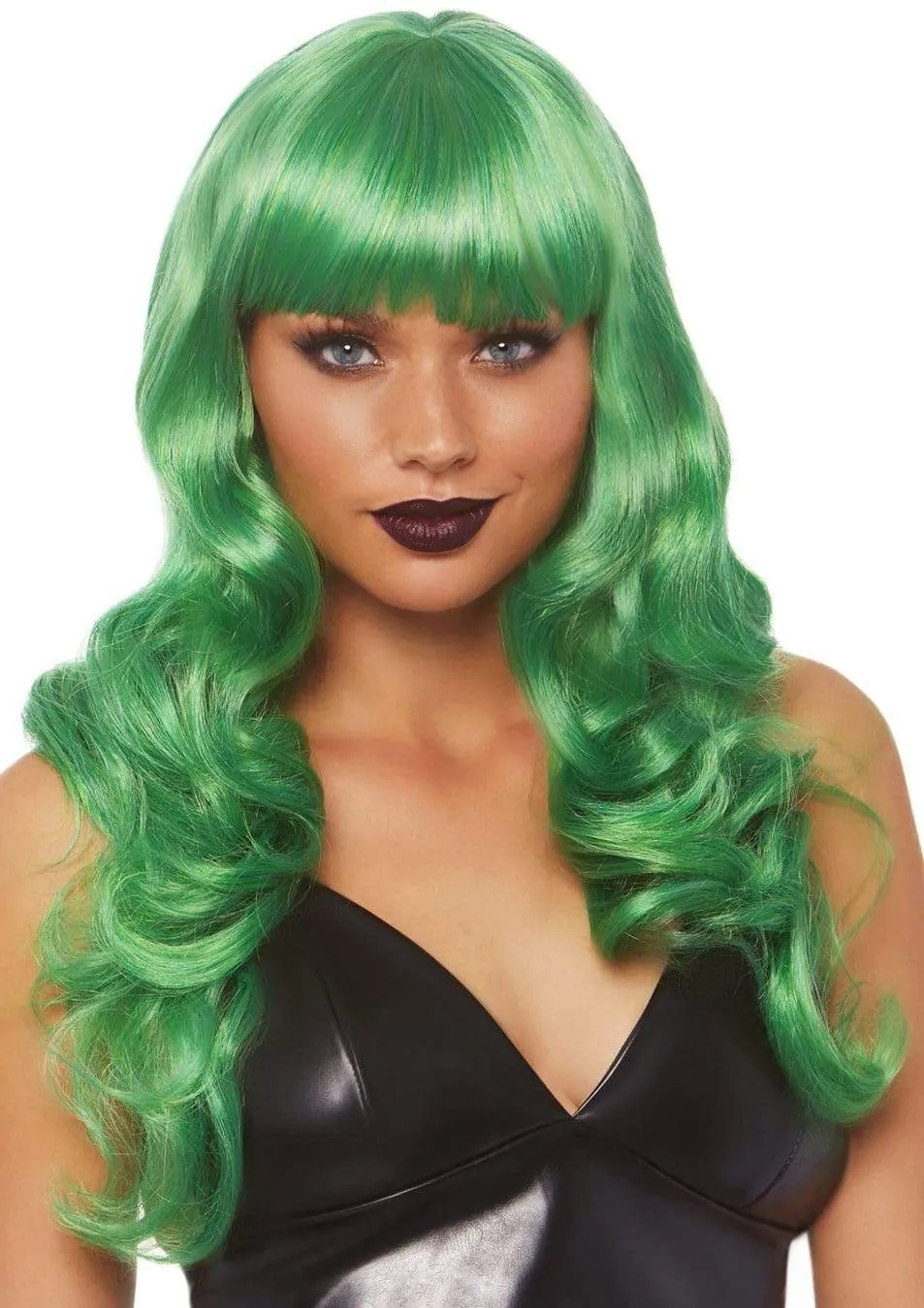 24 Inch Misfit Long Wavy Bang Wig - Green