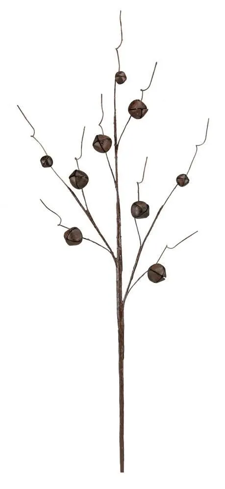 30" Jingle Bell Curly Twig Spray: Rust