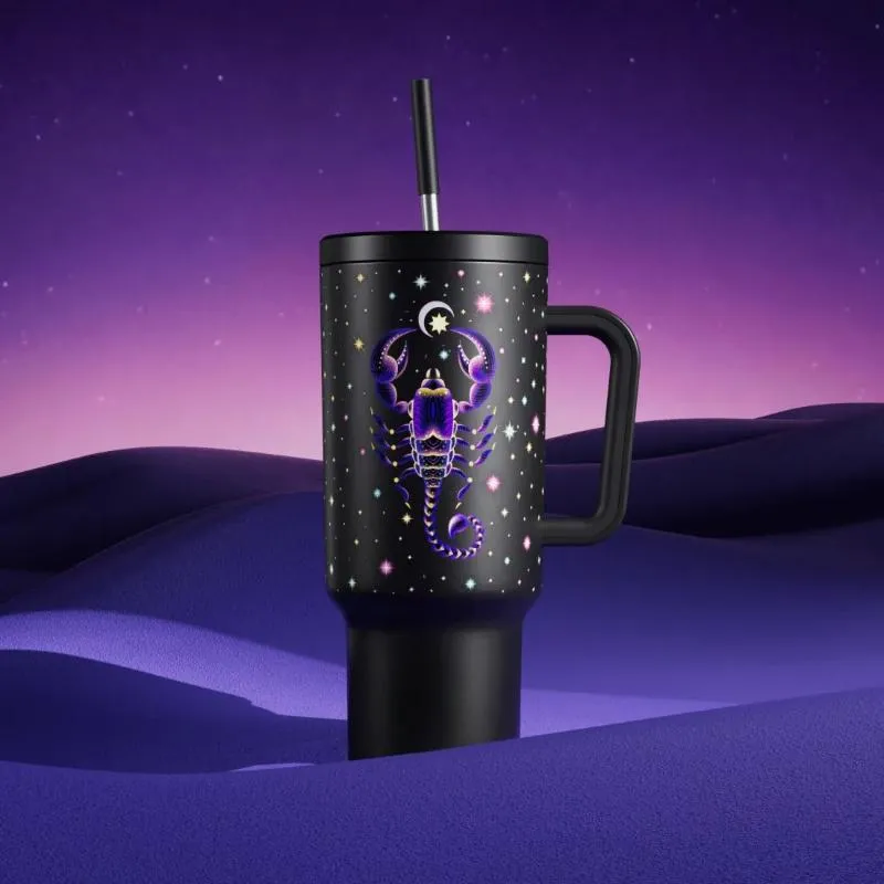 40 Oz Tumbler With Straw Zodiac Collections