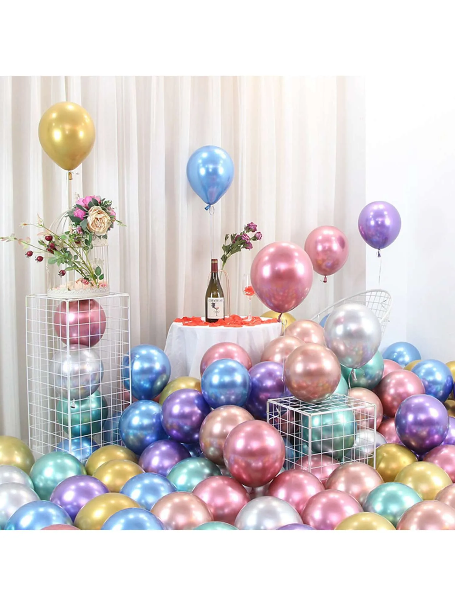 50pcs 5inch/12cm Metallic Latex Balloons For Wedding Birthday Decoration