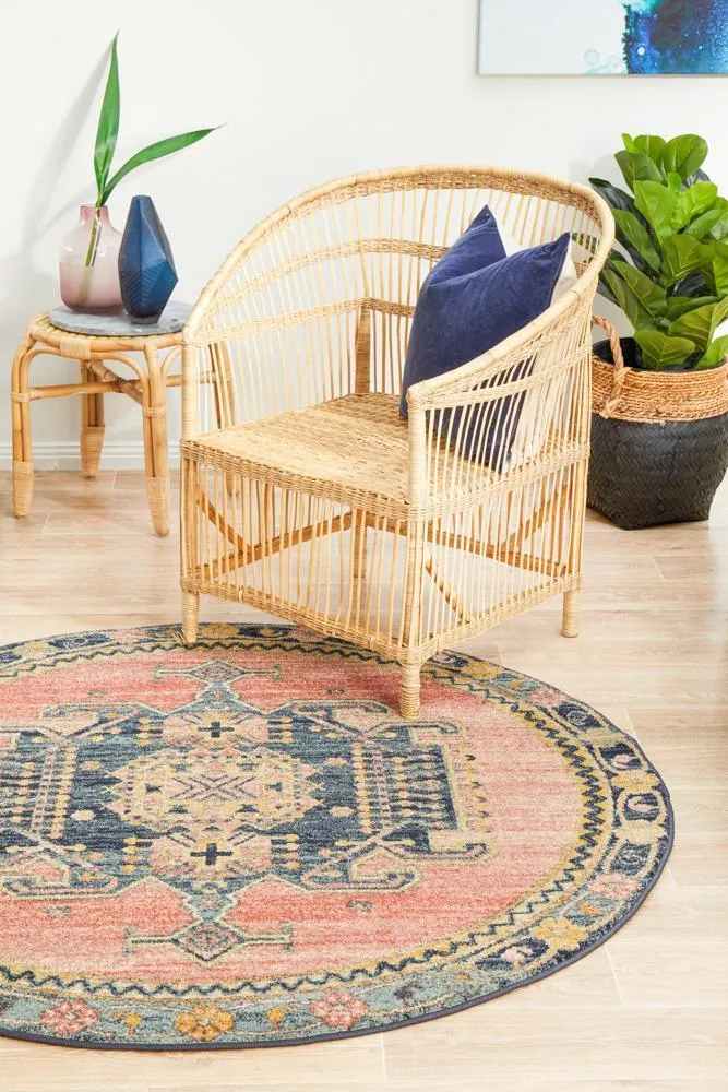 Artin Power Loomed Earth Round Rug