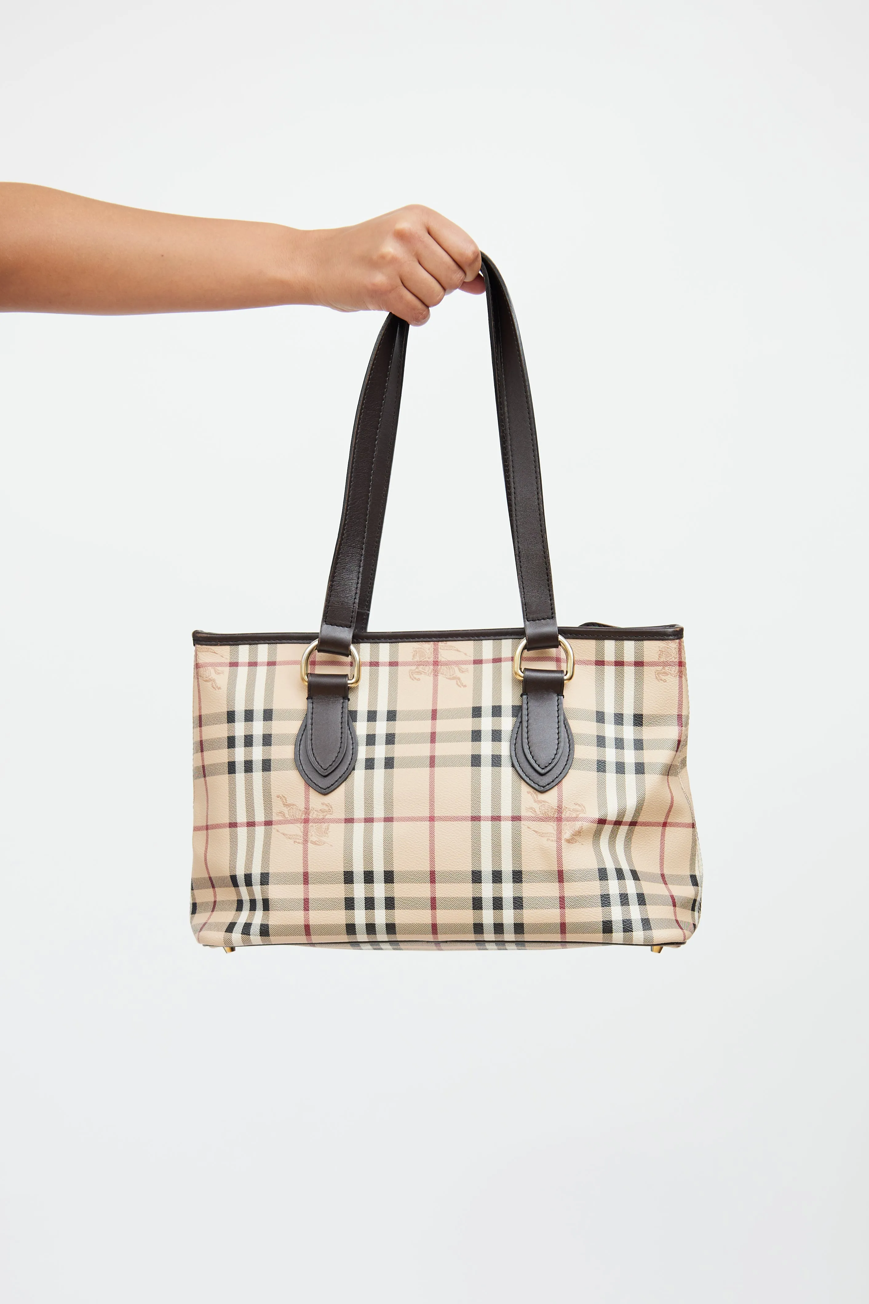 Beige Haymarket Check Regent Tote Bag