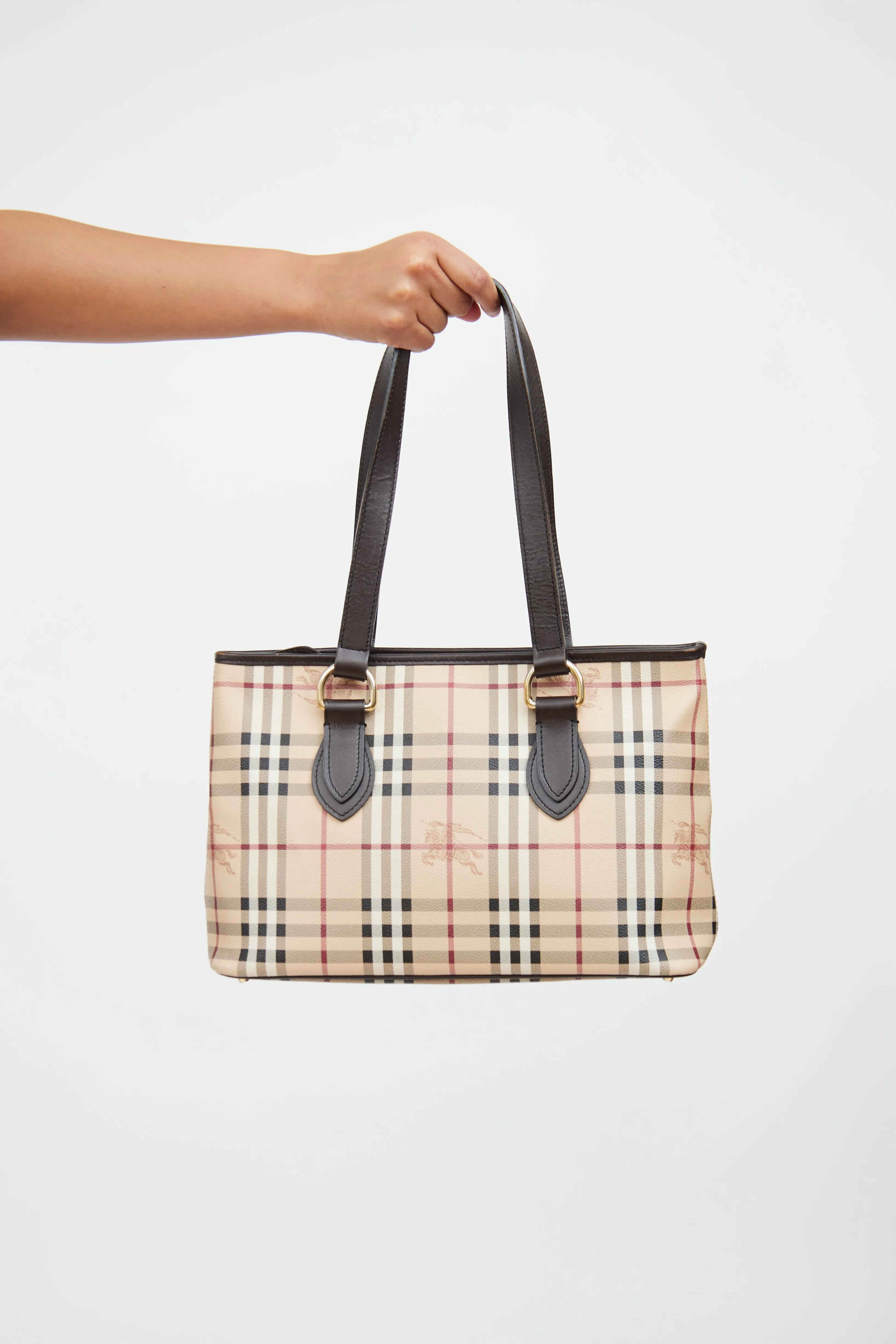 Beige Haymarket Check Regent Tote Bag