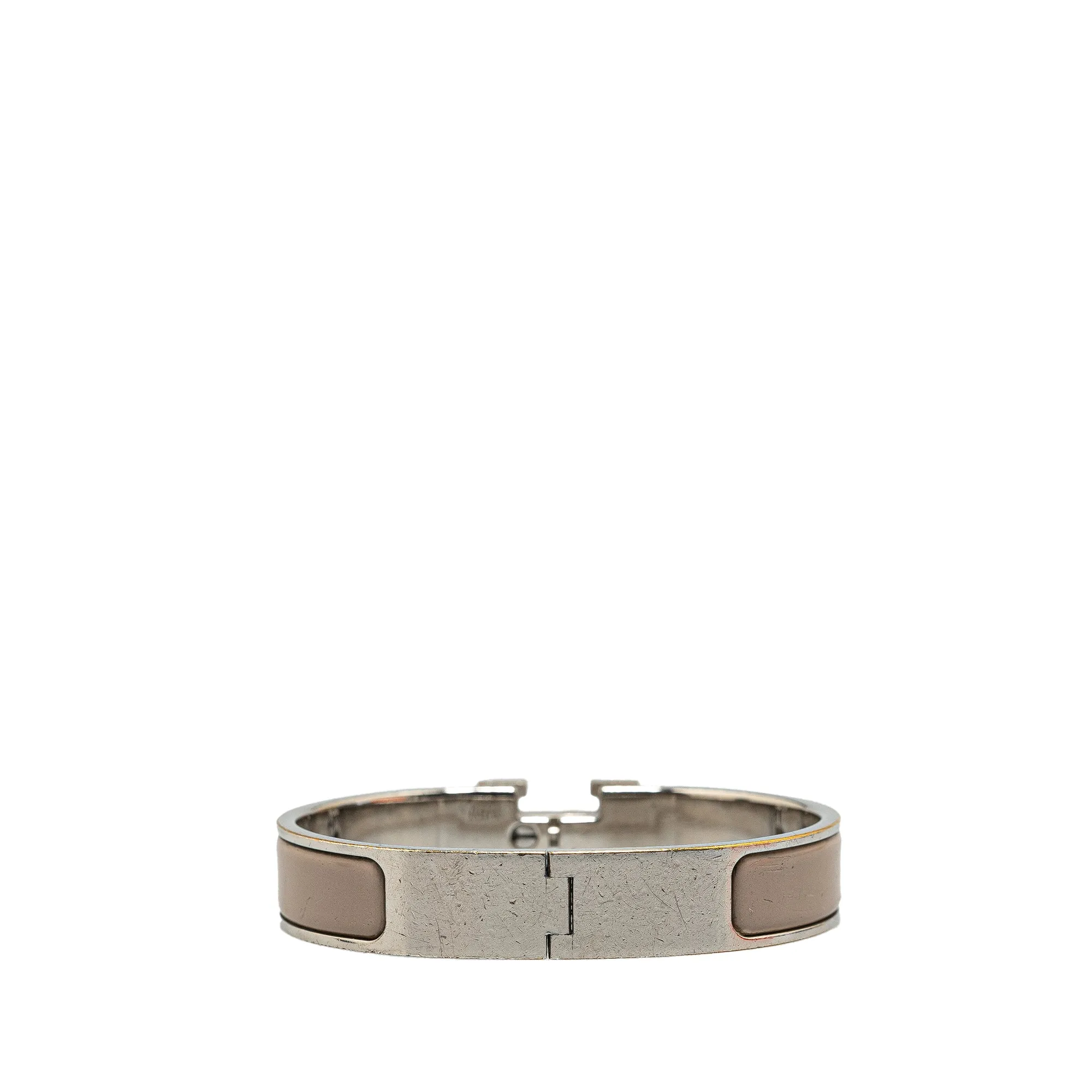 Beige Hermès Narrow Enamel Clic H Bracelet