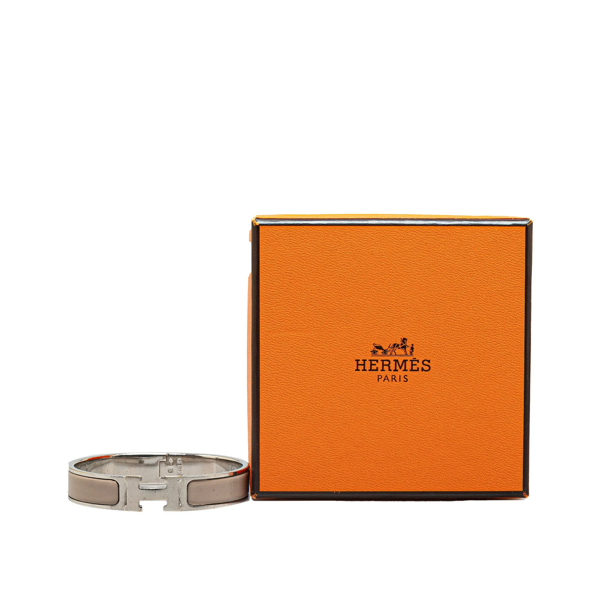 Beige Hermès Narrow Enamel Clic H Bracelet