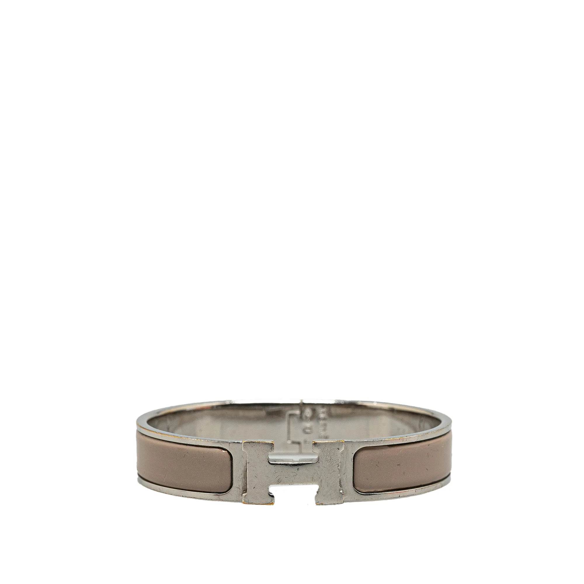 Beige Hermès Narrow Enamel Clic H Bracelet