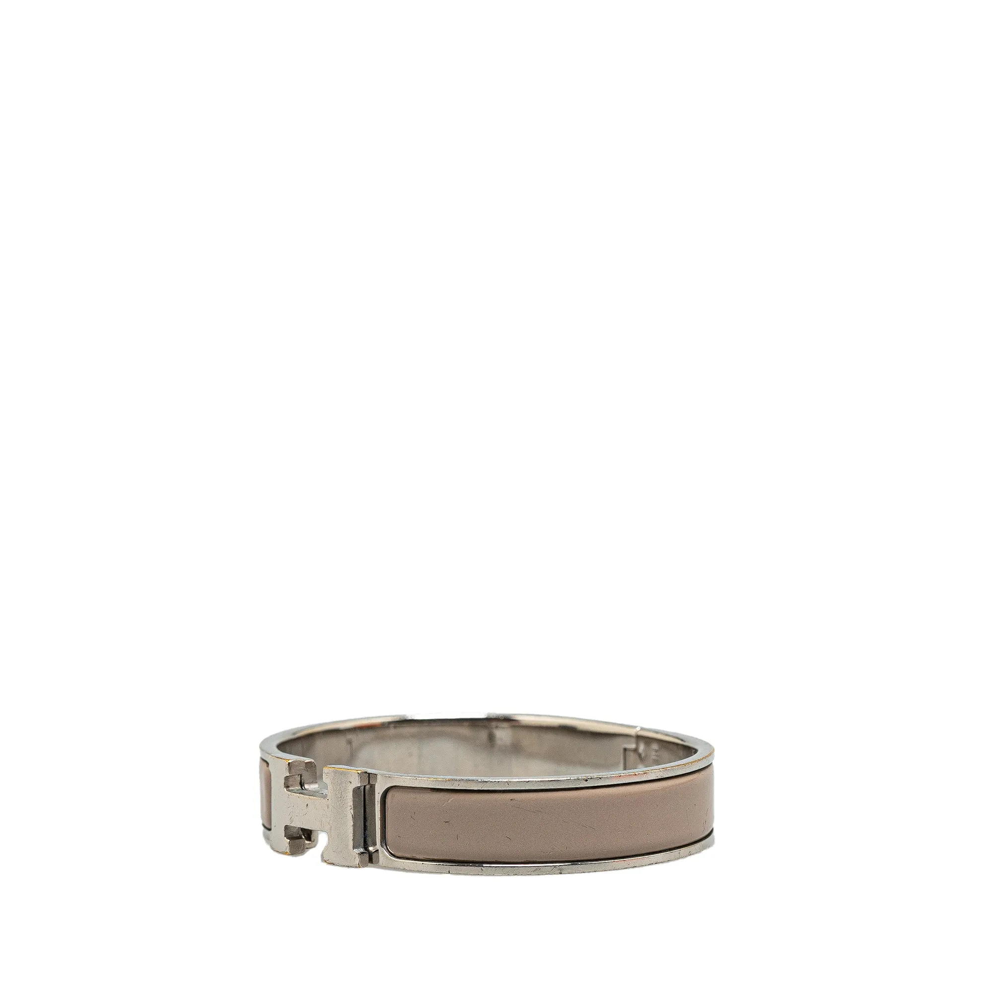 Beige Hermès Narrow Enamel Clic H Bracelet