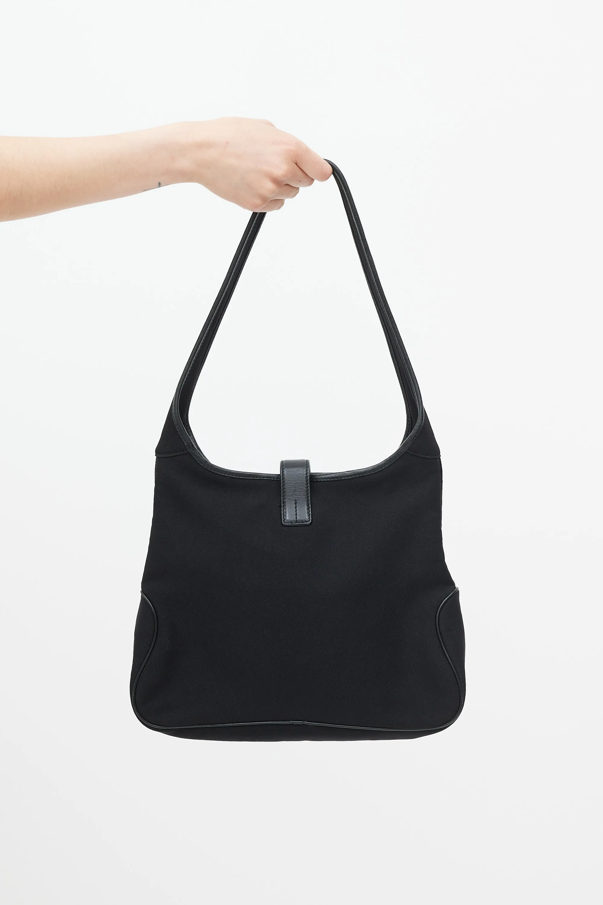 Black Leather Trimmed Bag