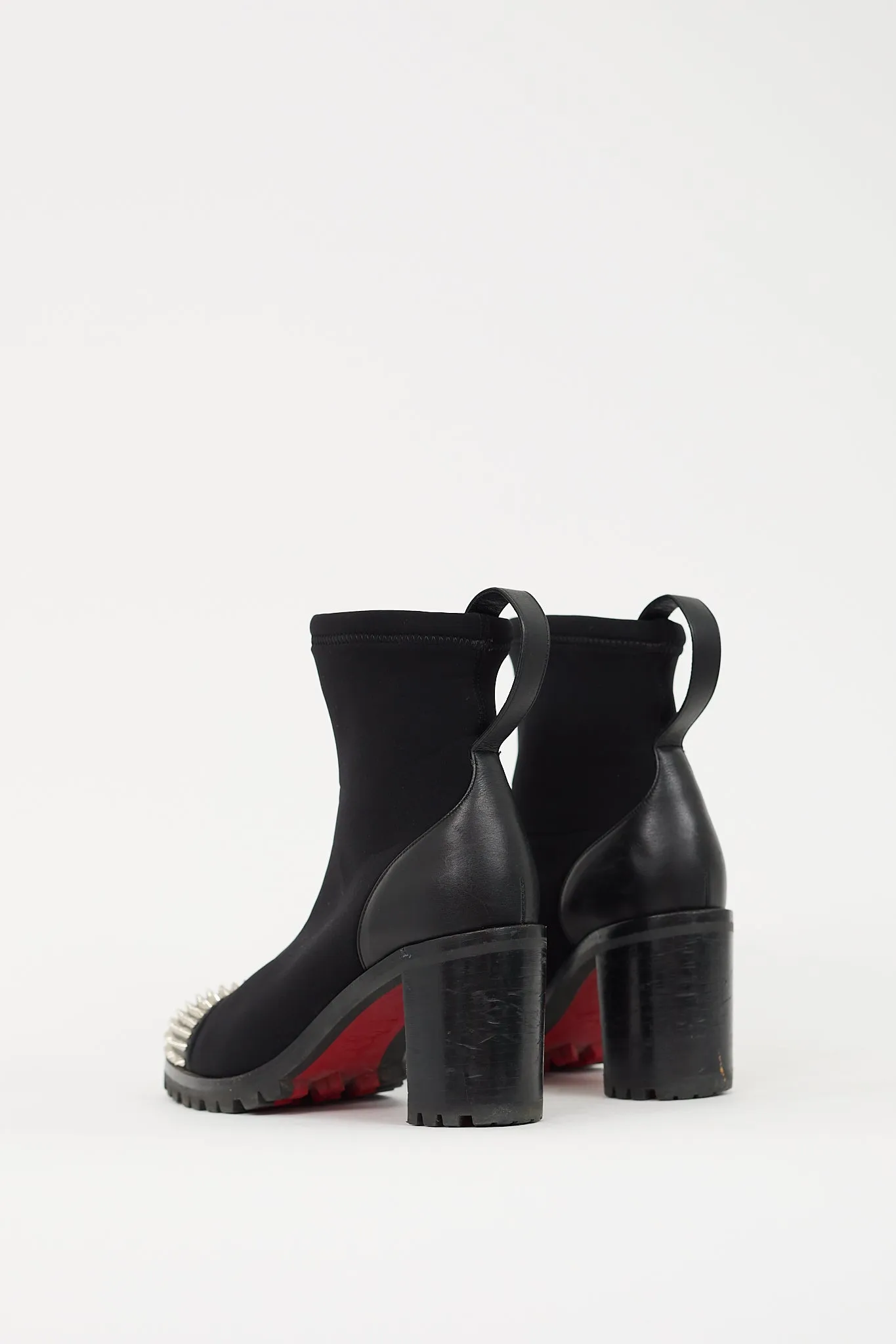 Black Neoprene & Leather Washy 70 Spike Ankle Boot