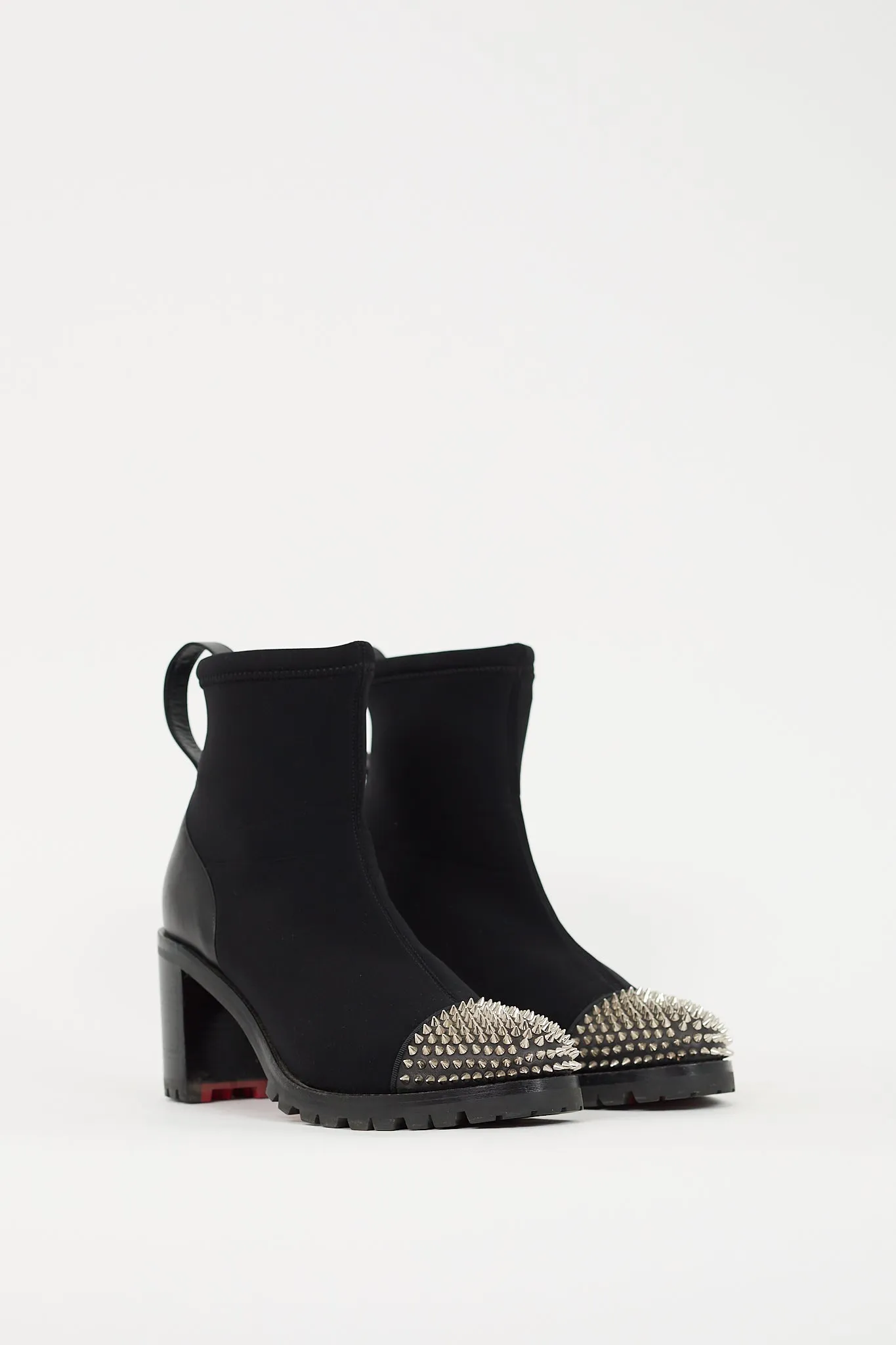 Black Neoprene & Leather Washy 70 Spike Ankle Boot