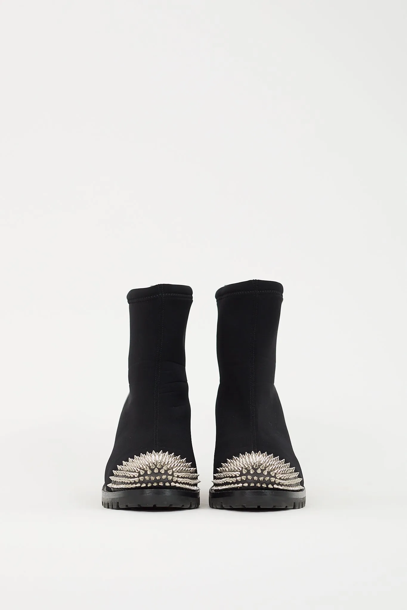 Black Neoprene & Leather Washy 70 Spike Ankle Boot