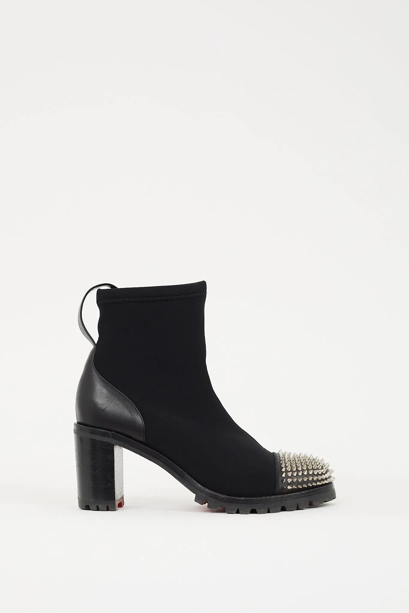 Black Neoprene & Leather Washy 70 Spike Ankle Boot