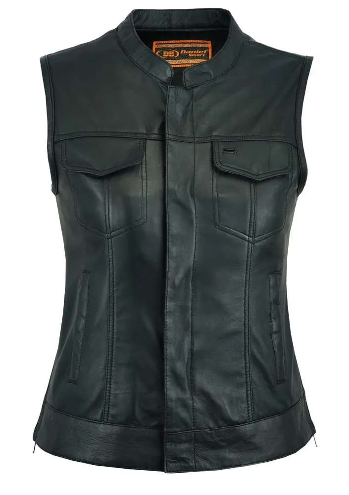 Black Premium Leather Single Back Panel Concealment Vest