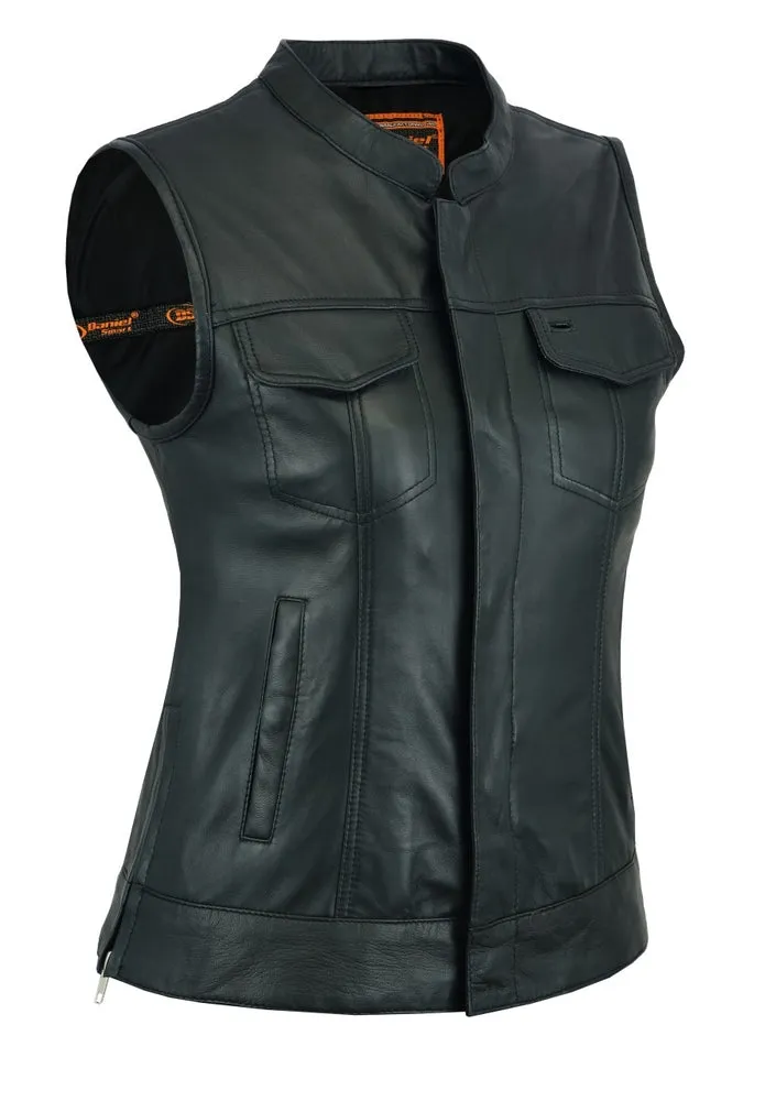 Black Premium Leather Single Back Panel Concealment Vest