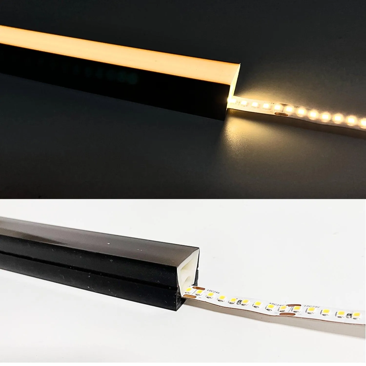 Black Silicone LED Neon Flex Tube Diffuser Body for LED Strip Light 16x16mm