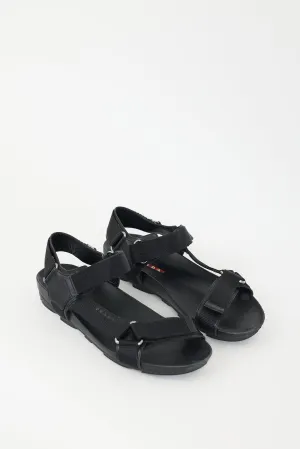 Black Velcro Strapped Sandal