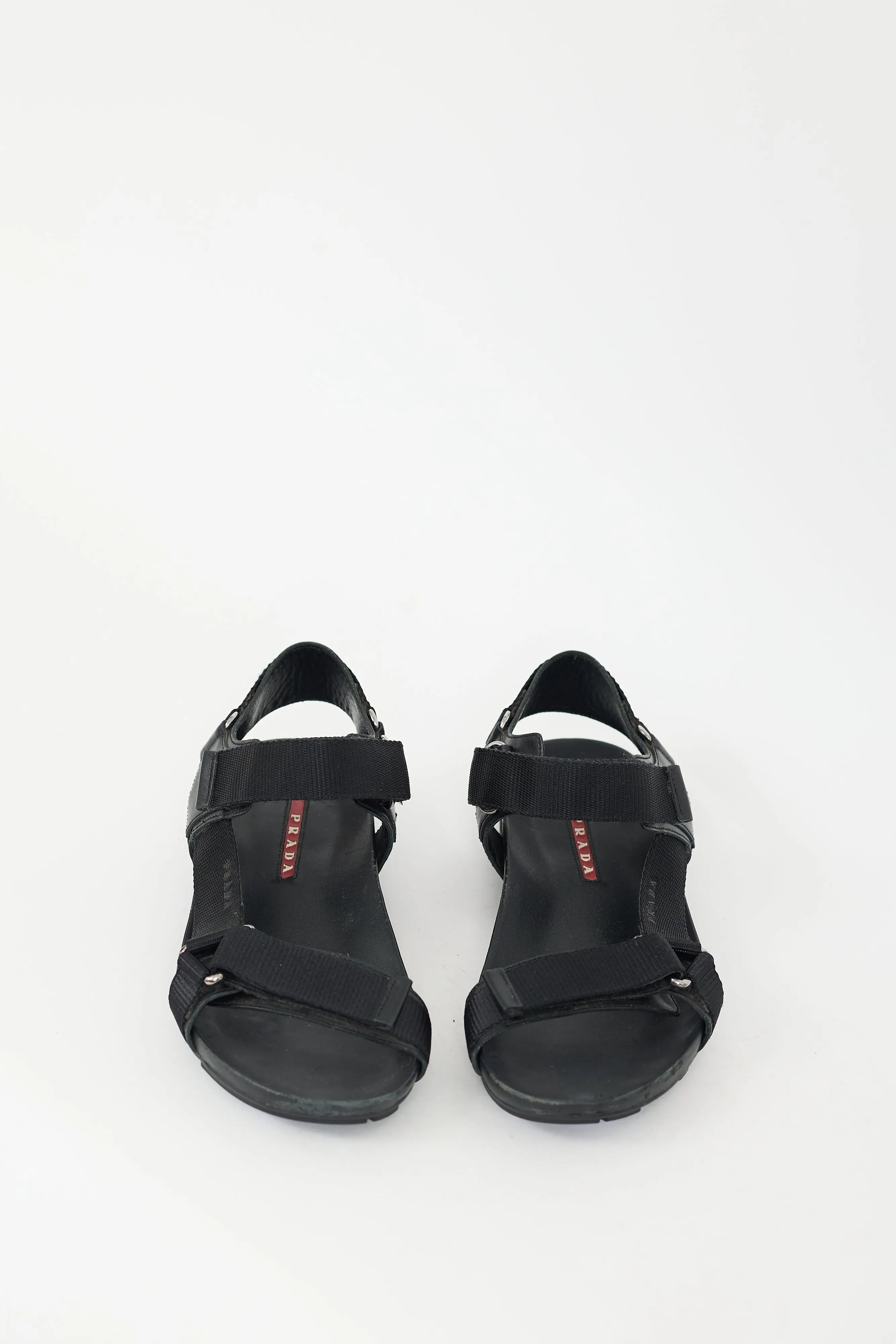 Black Velcro Strapped Sandal