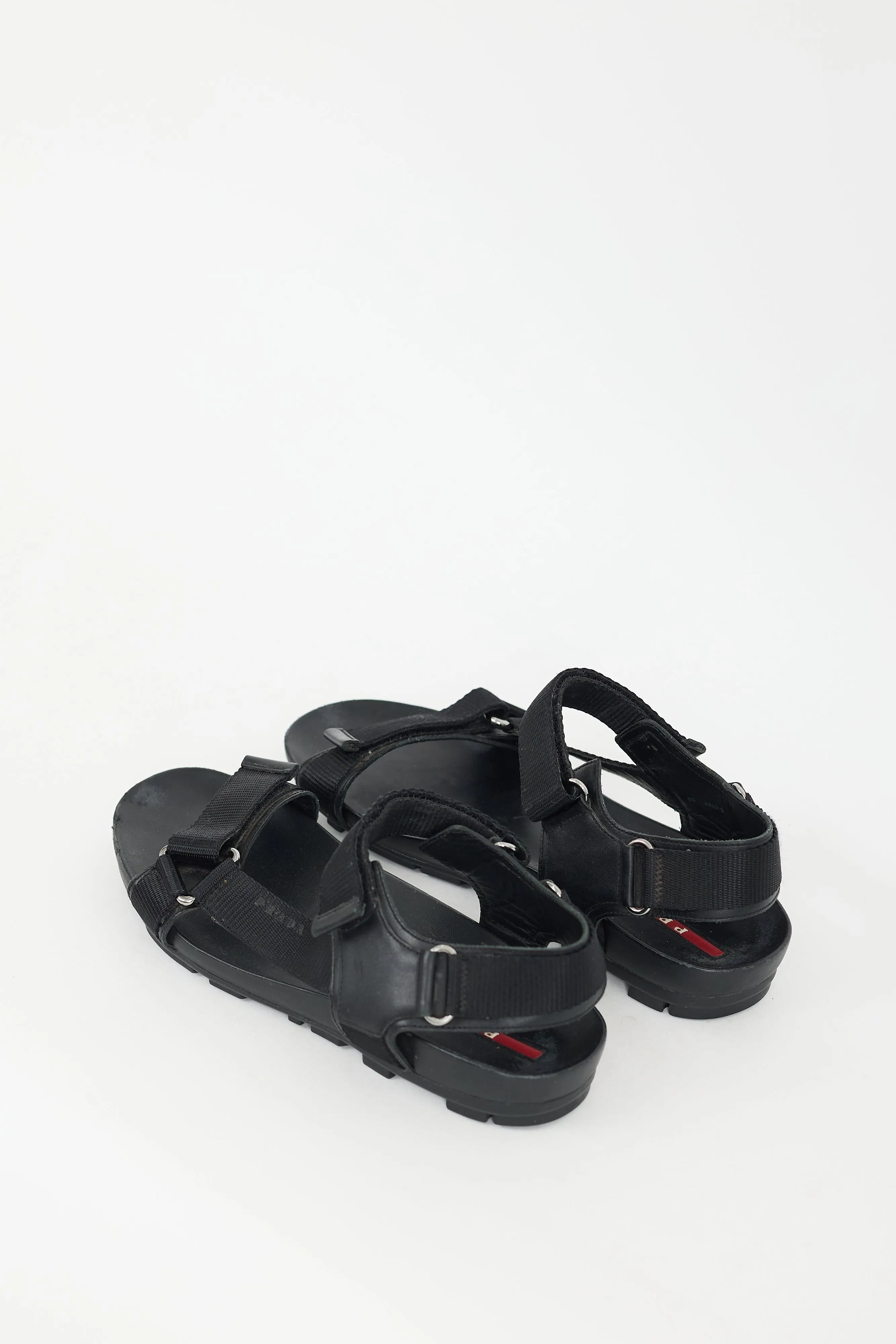 Black Velcro Strapped Sandal