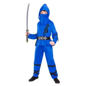 Boys Power Ninja Japanese Fighter Blue Halloween Costume