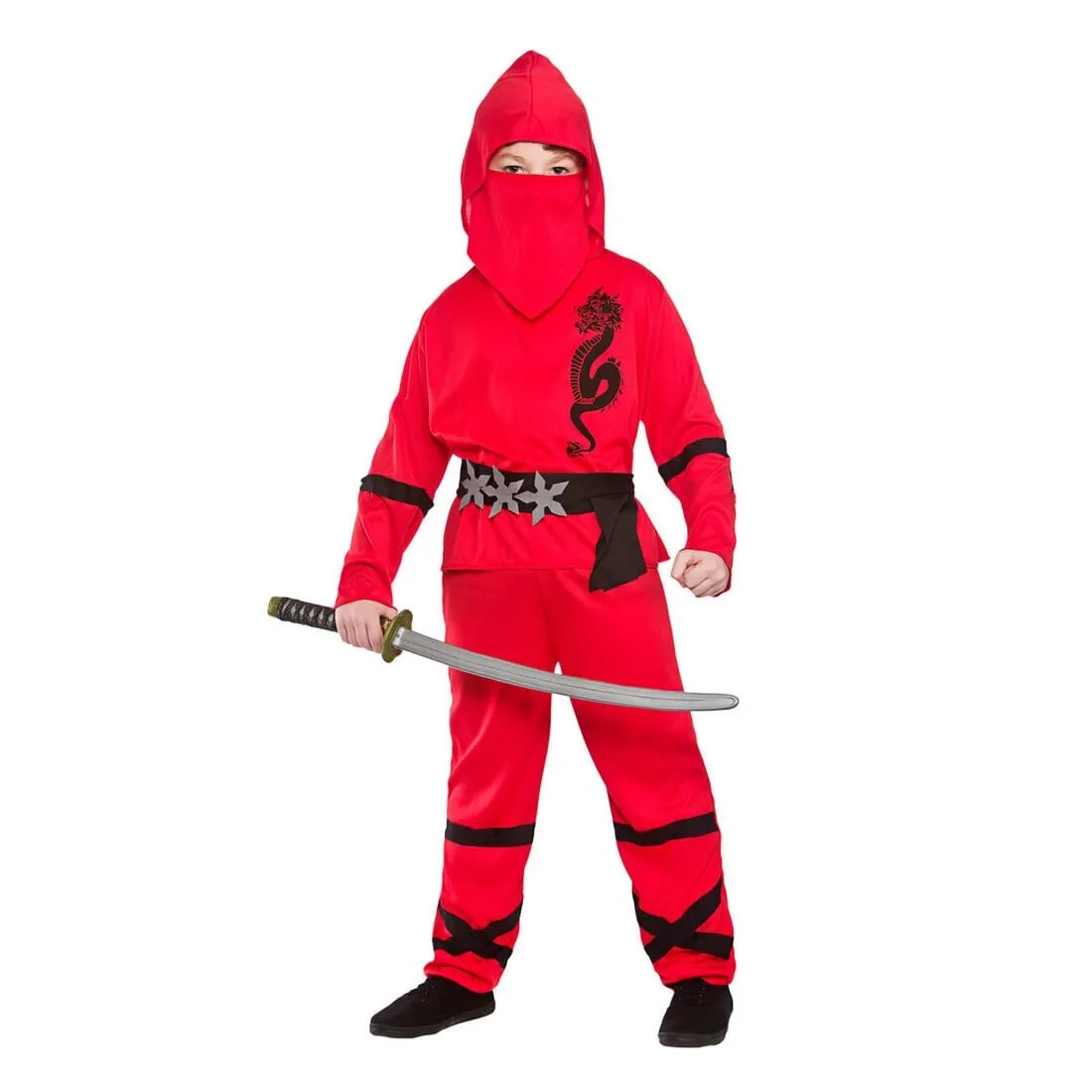 Boys Power Ninja Japanese Fighter Red Halloween Costume