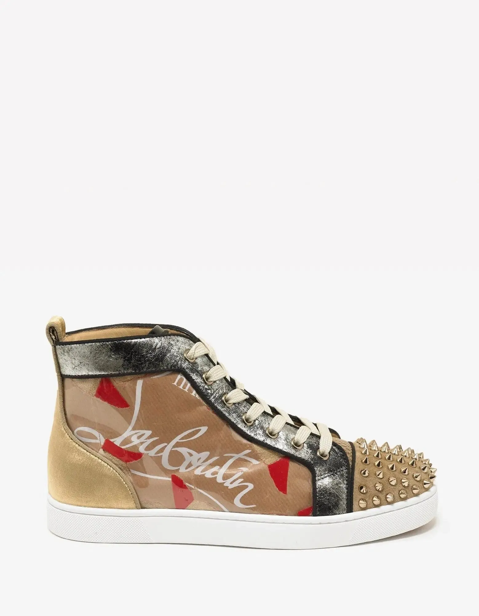 Christian Louboutin Lou Spikes Loubi Kraft Flat High Top Trainers