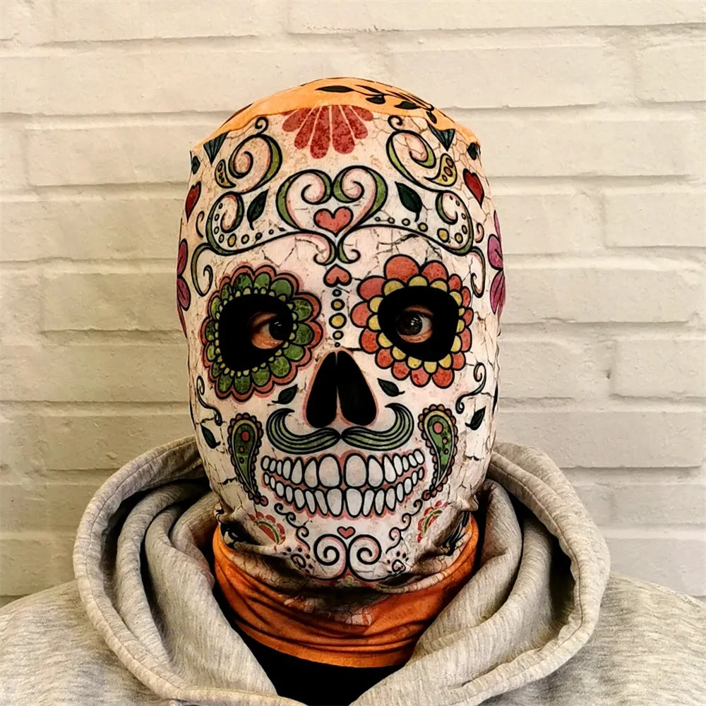 Day Of The Dead Skull Coco Halloween Cosplay Adult Full Face Mask Balaclava Hood Prop