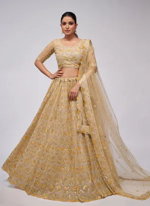 Golden Sequence Embroidery Wedding Lehenga Choli