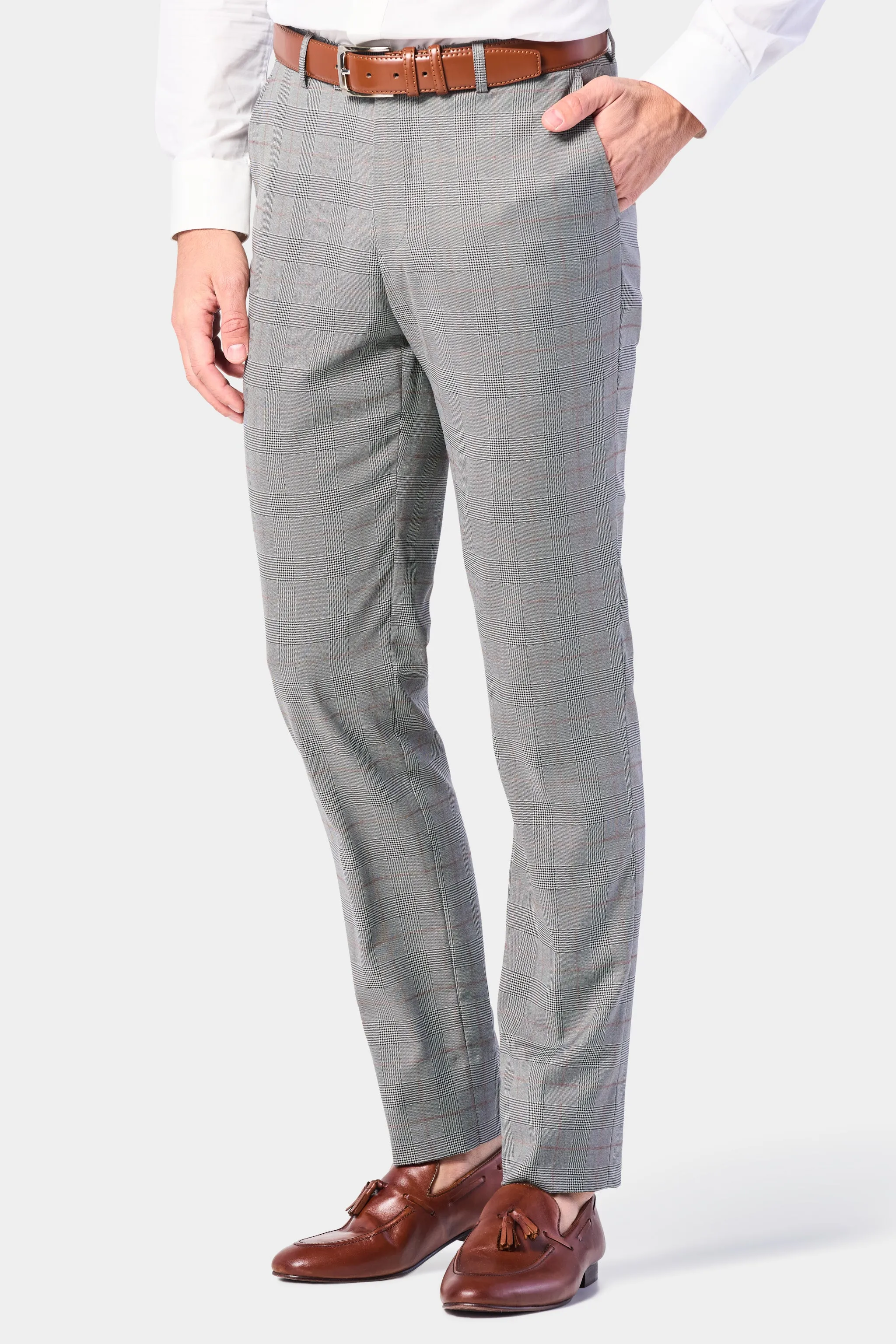 Gray and Rust Glenn Plaid 3 Piece Suit