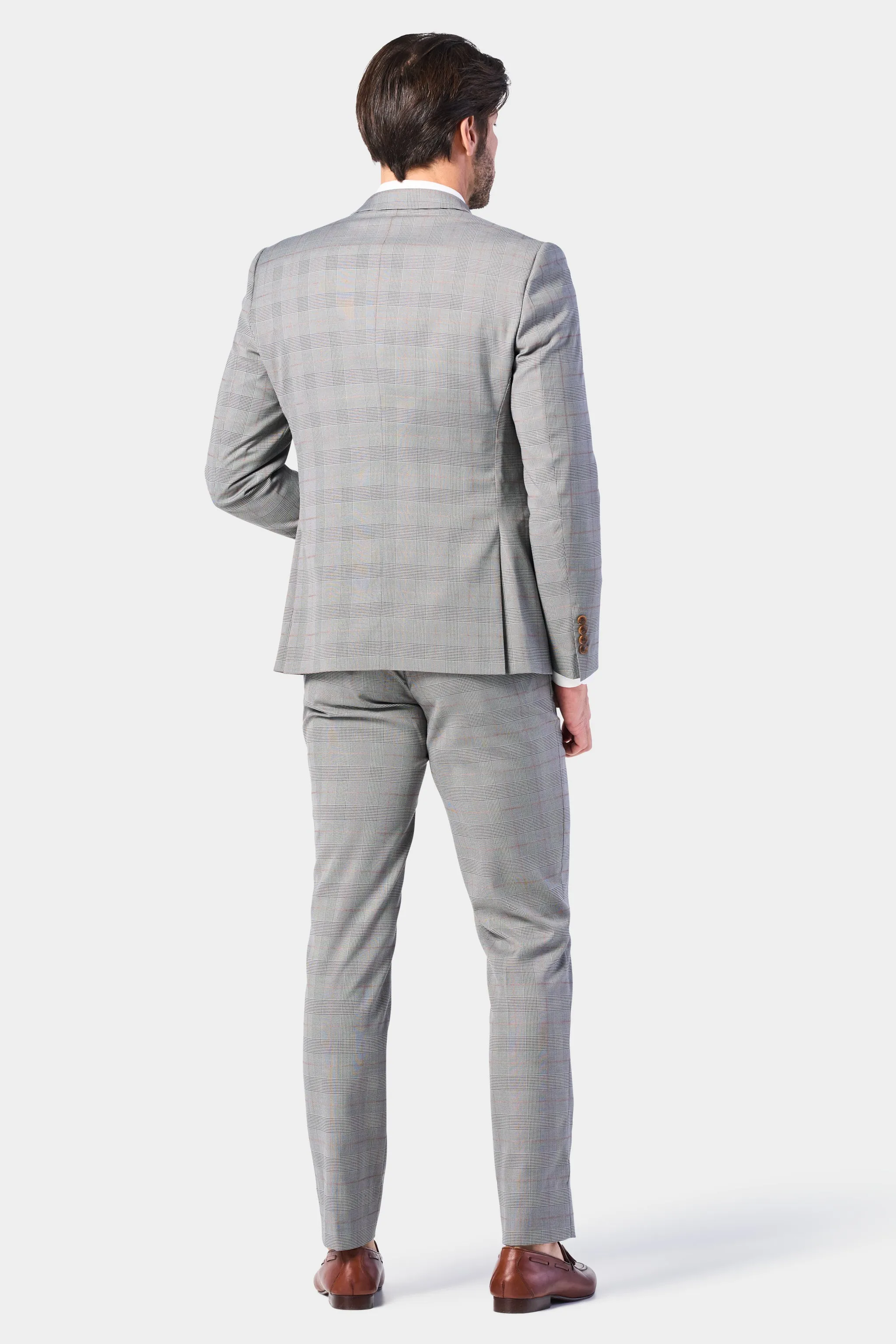 Gray and Rust Glenn Plaid 3 Piece Suit