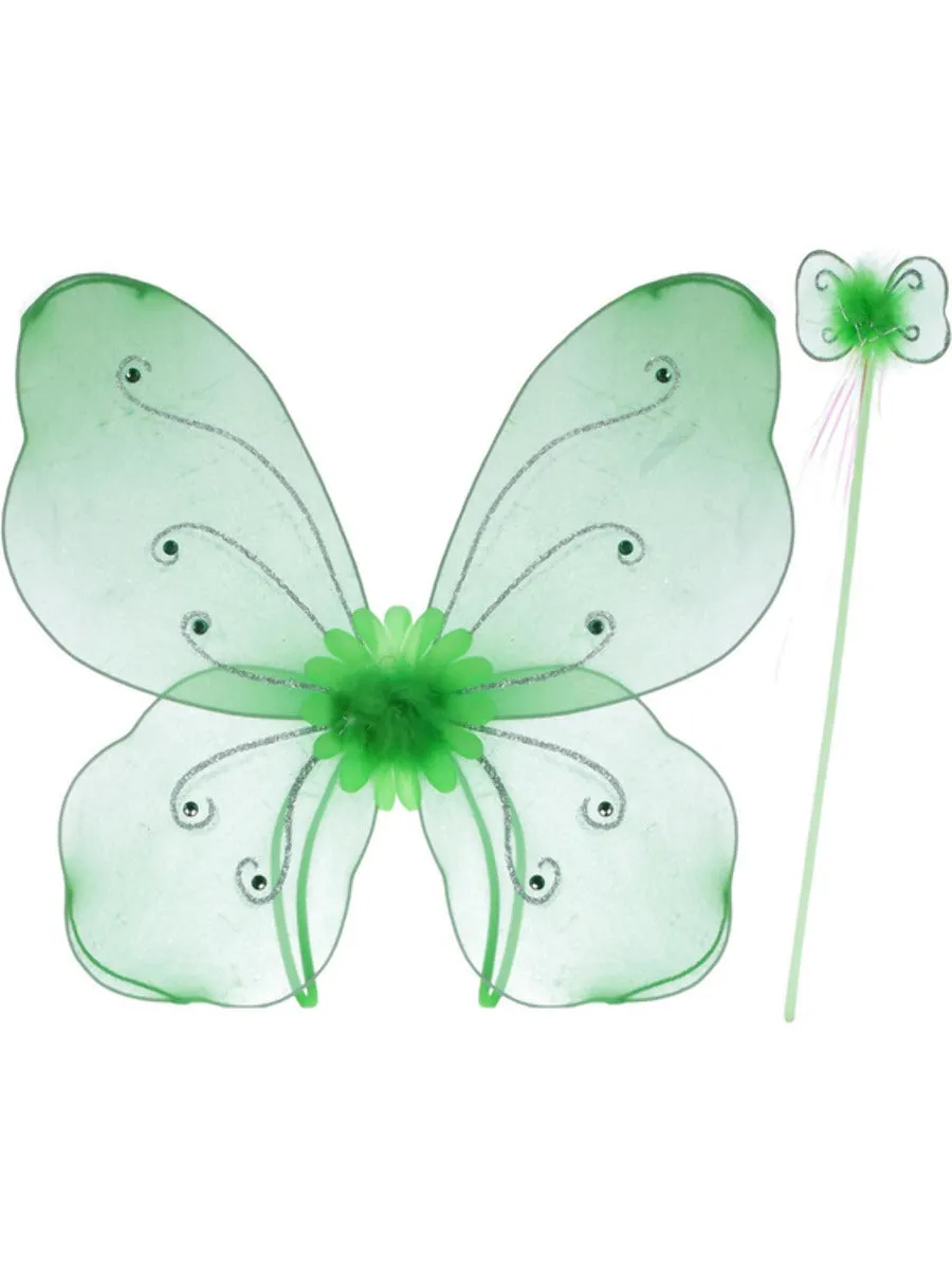 Green Butterfly Wings & Wand