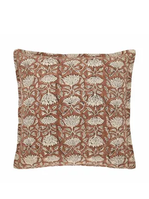 Handblock print cushion in cinnamon spice