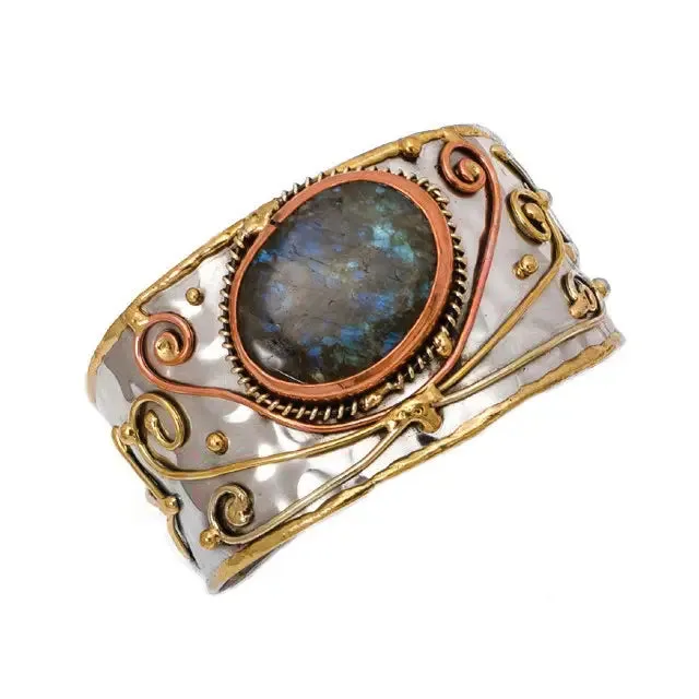 Janya Mixed Metal Cuff w/ Semi Precious Stone