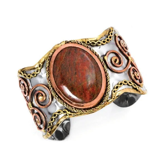 Janya Mixed Metal Cuff w/ Semi Precious Stone