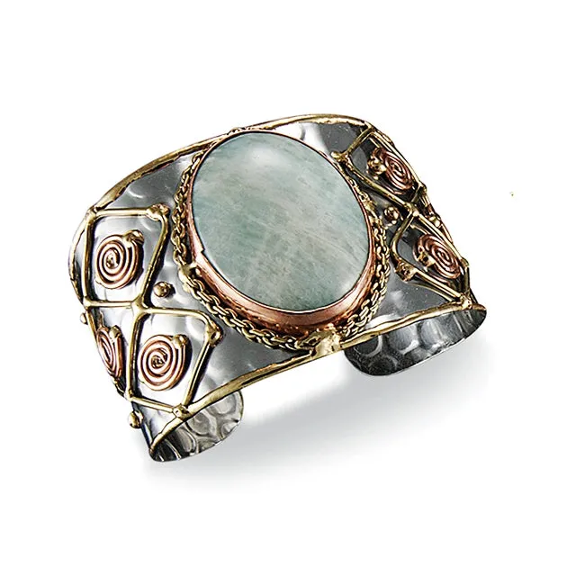 Janya Mixed Metal Cuff w/ Semi Precious Stone