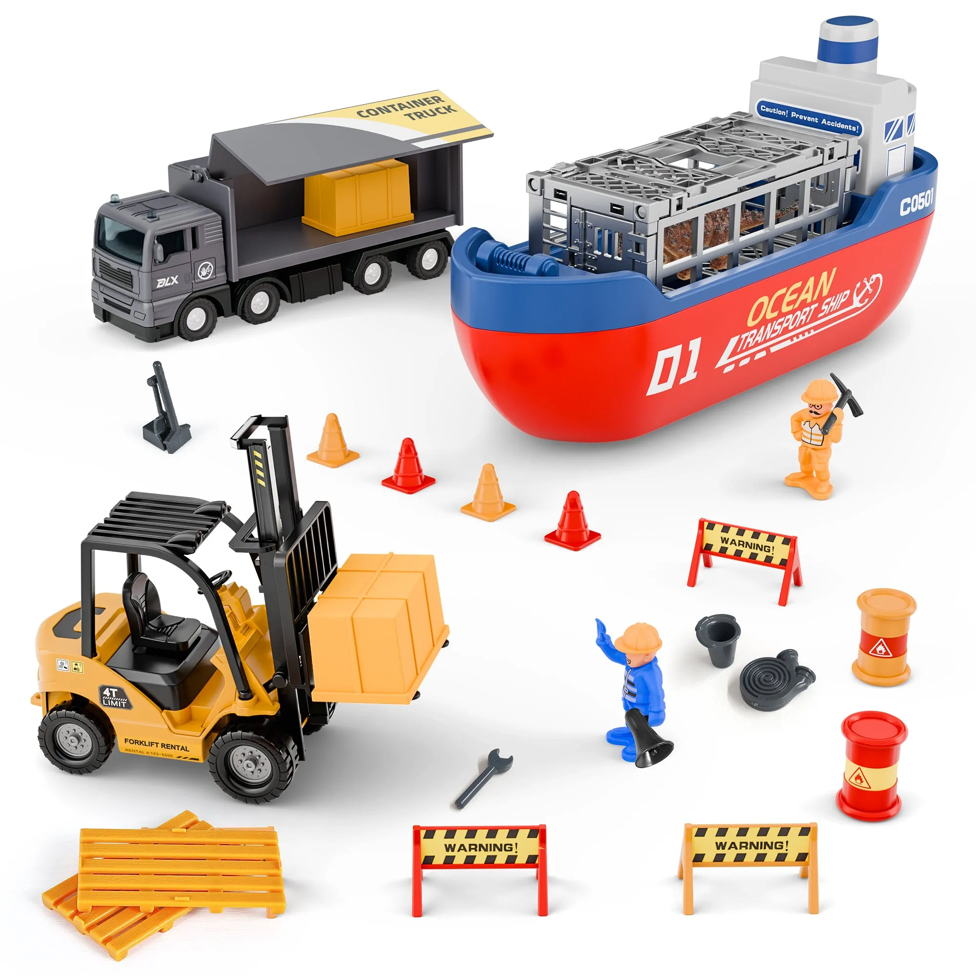 Kids Dinosaur Cargo Truck Toys, Toddler Construction Vehicle Playset