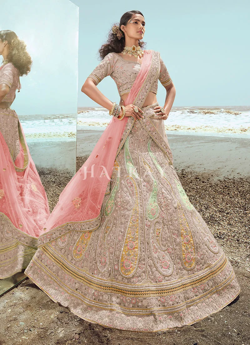 Lilac Purple Zarkan Embroidered Designer Lehenga Choli