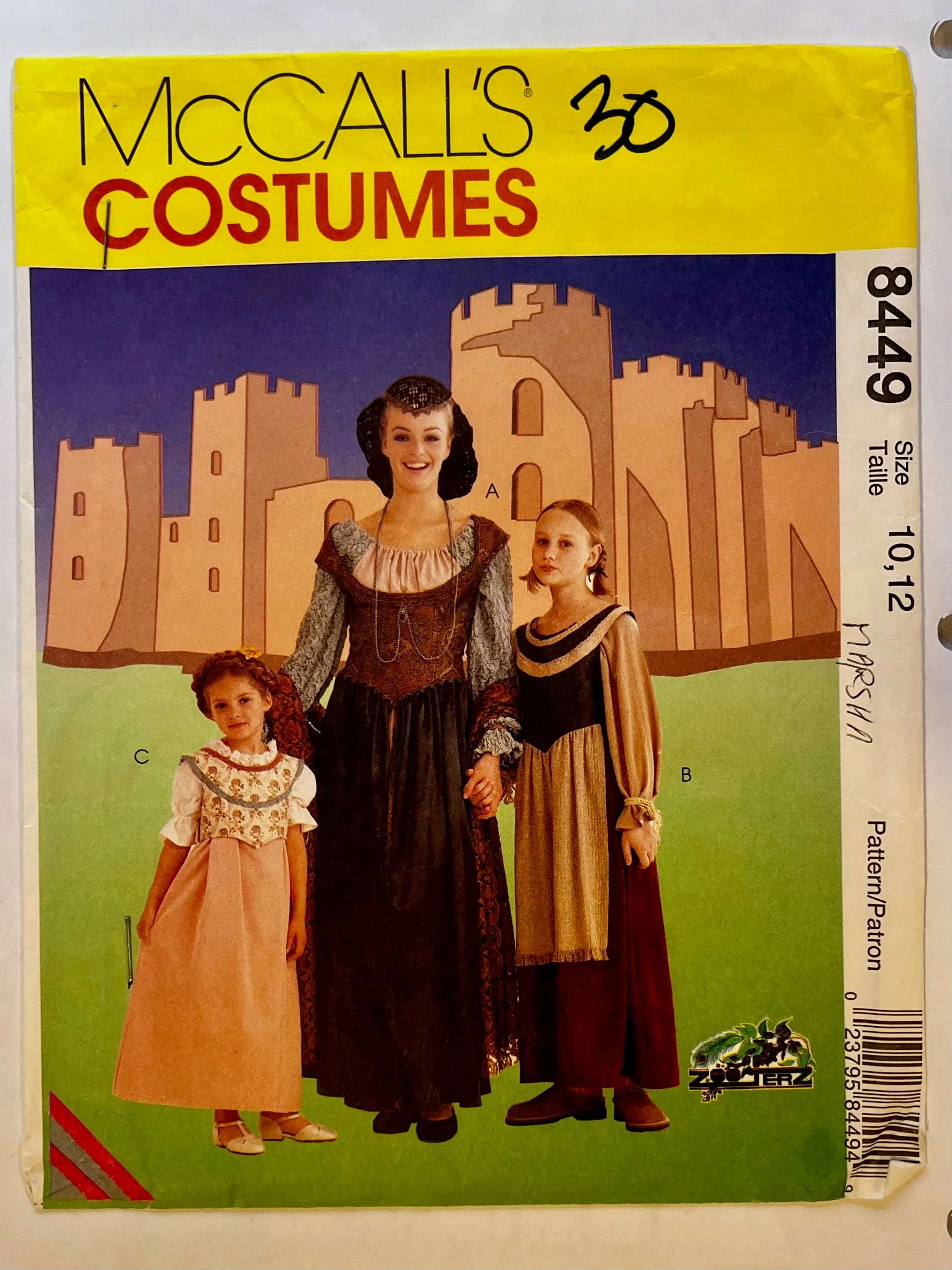 McCall's Costumes 8449 PARTIALLY CUT Costumes Size 10-12