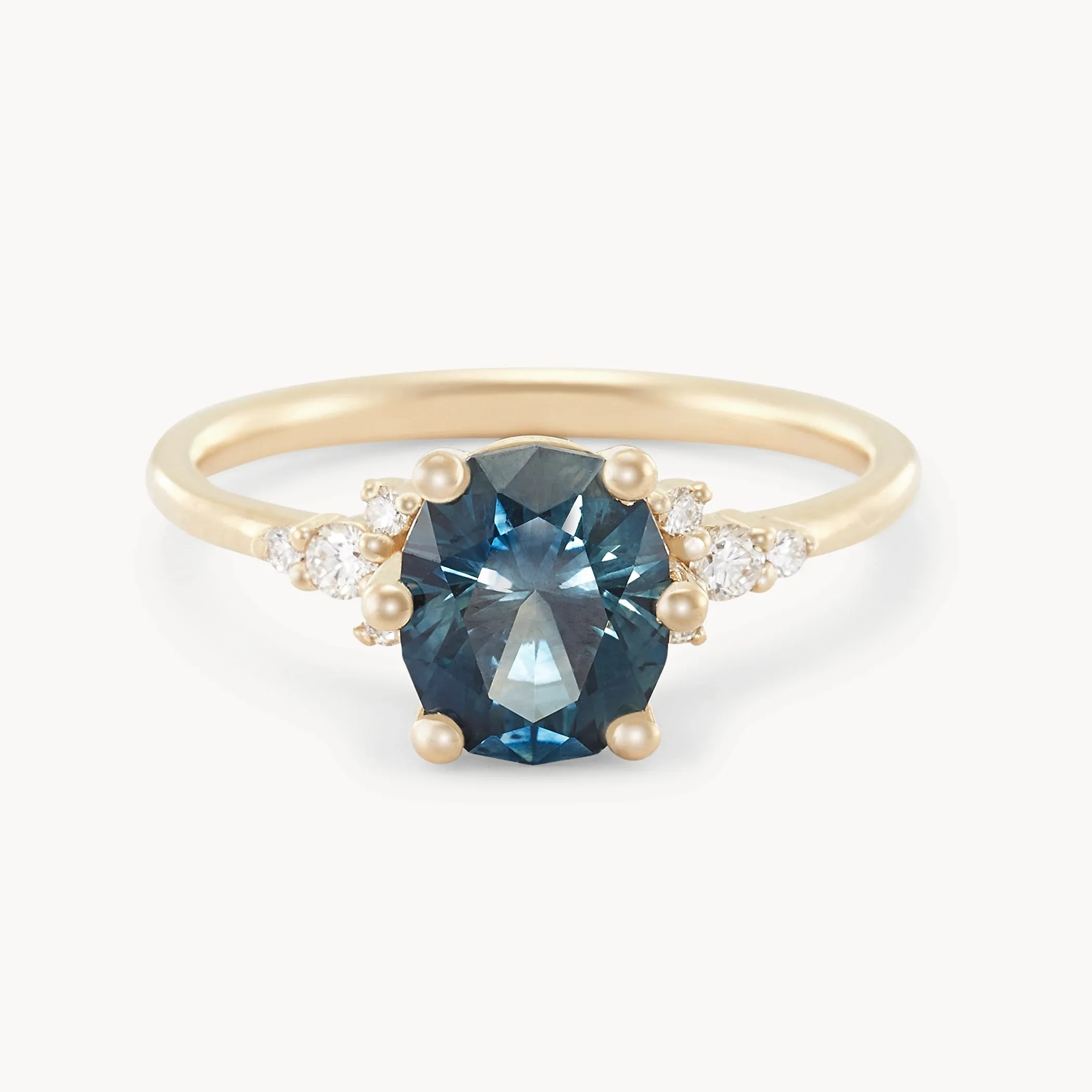 midnight garden one-of-a-kind - 14k yellow gold ring, blue sapphire AC