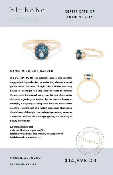 midnight garden one-of-a-kind - 14k yellow gold ring, blue sapphire AC