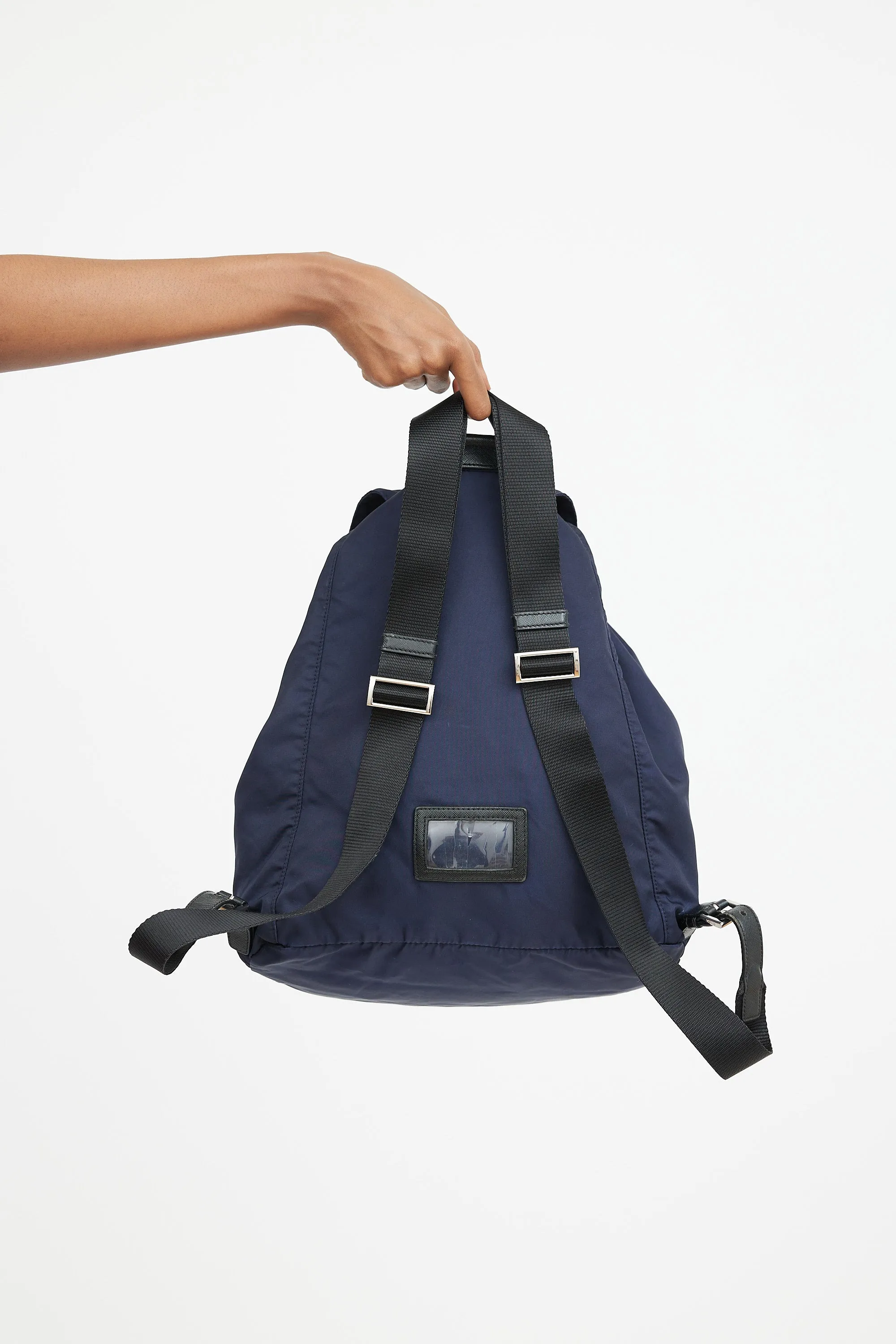 Navy Nylon Drawstring Backpack