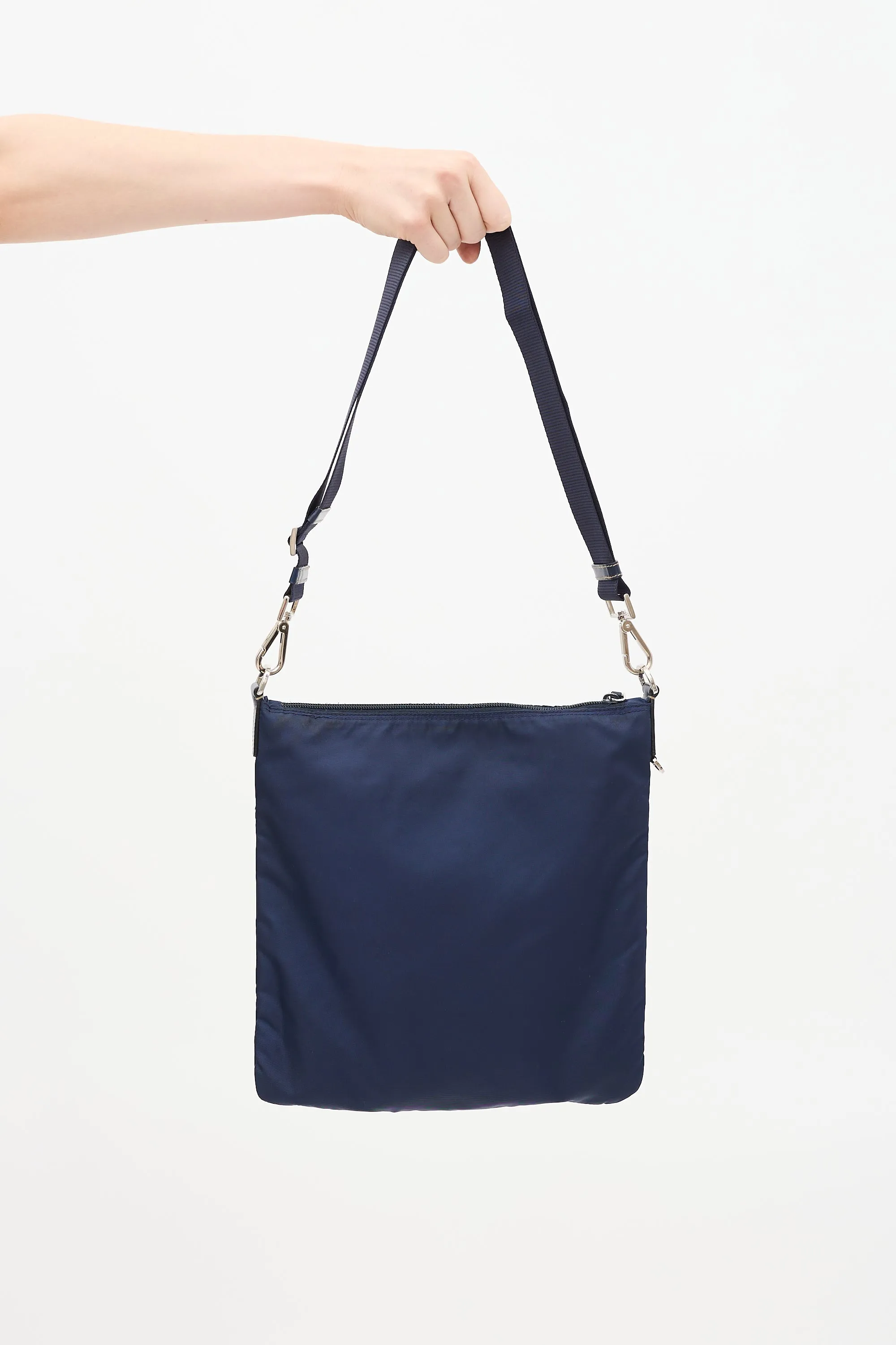 Navy Tessuto Nylon Crossbody Bag