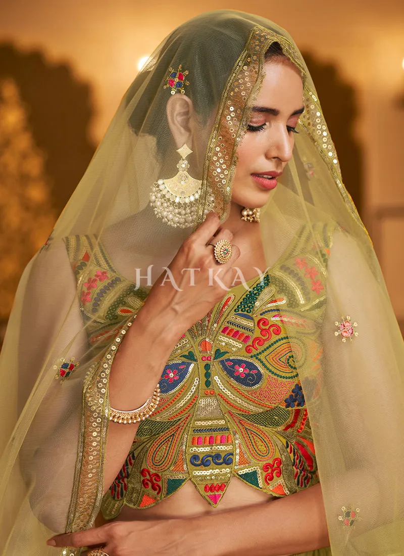 Pale Green Sequence Embroidered Traditional Lehenga Choli