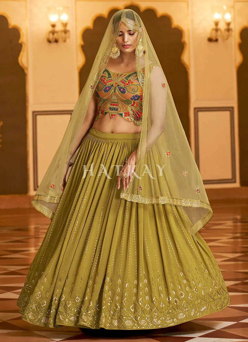 Pale Green Sequence Embroidered Traditional Lehenga Choli